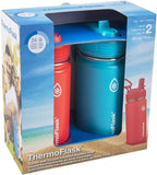 ThermoFlask Kids Bottle with Straw Lid - Durable & Dishwasher-Safe Water Bottles & Lids - Leak-Proof Bottle Lid Design - Reusable Water Bottles for Everyday Use - 16 oz, Red/Blue (2 Pack)