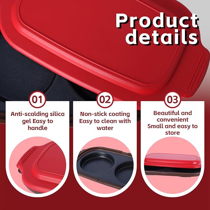 Microwave Egg Cooker, Portable Poacher/Fryer Egg, Egg Cooker for Breakfast Sandwiches Maker for 2 Eggs, for Kitchen, Travel, Gifts Dishwasher-Safe (red)