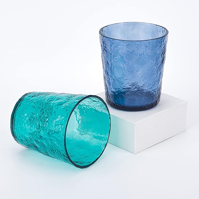 KX-WARE 12-ounce Acrylic Old Flashion Glasses Plastic Tumblers, set of 8 Turquoise