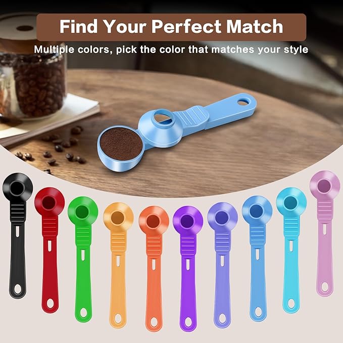 2-in-1 Coffee Scoop with Funnel, 2 Teaspoon Measuring Spoon for Reusable K Cups, Ground Coffee, Protein Powder & Tea, Mess-Free Plastic Design (Light Blue)