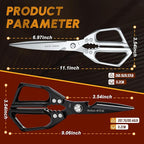 HUUSK Kitchen Scissors Set Upgraded - Stainless Steel Kitchen Shears, Sharp Meat Scissors, Heavy Duty Poultry Shear, Japanese Cooking Scissor for Food, Chicken Bones, and Turkey - Dishwasher Safe