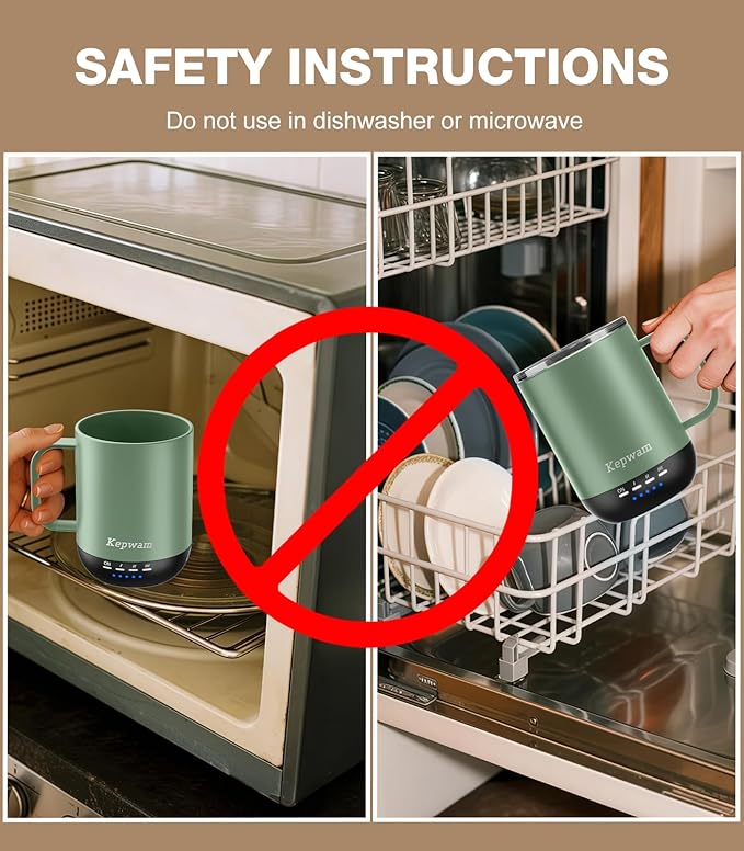 Self Heating Coffee Mug T1-16oz Fast Heating & Ultra Long-Lasting Battery Life, Heated Coffee Mug Up to 149℉ - Touch & App Controlled Coffee Mug, Birthday Gifts for Women and Men