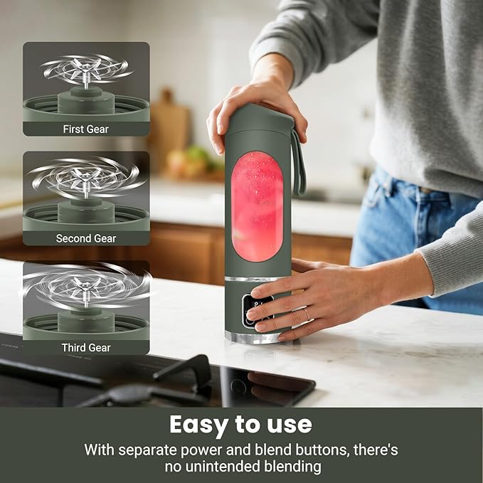 Portable Blender Personal Electric USB，500ML Portable juicer Shakes and Smoothies Blender，Small Blenders，Mixing，Compact、Convenient and Versatile (Green)