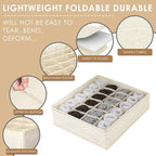 Criusia 3 Pack Sock Underwear Drawer Organizer Dividers, 64 Cell Fabric Foldable Cabinet Dresser Closet Organizers and Storage Boxes for Organizing Socks, Underwear, Ties (16+24+24 Cell, Beige)