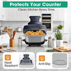 Silicone Air Fryer Liners for Ninja FN101GY Crispi Glass Basket – 4QT 6QT Reusable Nonstick Containers with Heat Mat and Oil Brush