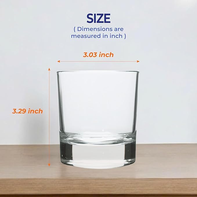 8 oz Old Fashioned Whiskey Glasses Set, Set of 6 Heavy Base Rocks Glasses for Cocktails, Cognac, Bourbon|Dishwasher Safe