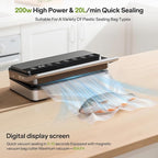 85Kpa Food Vacuum Sealer with Digital Timer, Built-in Cutter, and Storage Box