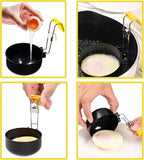 Folding Egg Poacher, Non-Stick Poached Egg Pan, Round Eggs Cooker with Oil Brush for Fried Pancakes Sandwiches Breakfast - 2 Packs