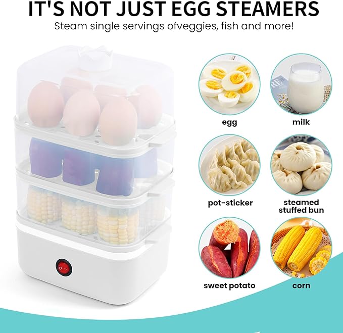 Egg Cooker - 18 Egg Capacity Electric Egg Cooker, can quickly cook hard, medium and soft boiled eggs, poached eggs, scrambled eggs or omelets, with auto shut-off function, Satisfy your food needs