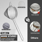 Walfos Small Fine Mesh Strainer for Cocktail & Tea, Mini Stainless Steel Sieve with Handle, 3.3 Inch Metal Strainers for Juicing, Coffee, Drinks, Tea Herbs