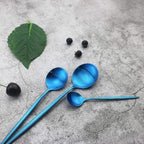 JASHII Silverware Set, 36 Piece Food Grade Stainless Steel Flatware Set Fork Spoon Knife Utensils for Daily Use and Party, Service for 6 Anti Rust, Safe in Dishwasher (Matte Blue)