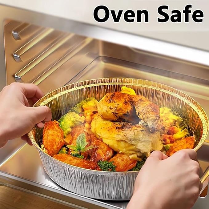 9" Round Aluminum Pans, 20 Pack Tin Foil Pans Disposable, Freezer & Oven Safe, Aluminum Tins for Baking,Storing,Cooking,Reheating,Roasting