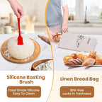 Bread Making Tools with Danish Dough Whisk Set, Sourdough Bread Scoring Tool & Baking Supplies - Bread Lame, Silicone Baking Sling, Bread Bag & More, Bread Baking Supplies