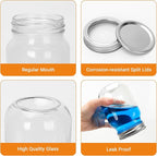 DHSBTLS Glass Regular Mouth Mason Jars, 15 Pack 16 oz Glass Canning Jars with Silver Aluminum Lids and Bands, Airtight Jars for Food Storage, Canning, Overnight Oats, Fermenting, Pickling, Decor