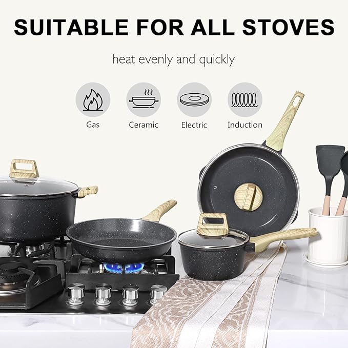 GIPP 22 Piece Ceramic Nonstick Pots and Pans Set- Cookware Non Stick Set, Non-toxic Healthy Kitchen Cooking Set w/Frying Pans Set, Dishwasher Safe, PFAS PTFE PFOA PFOS Free
