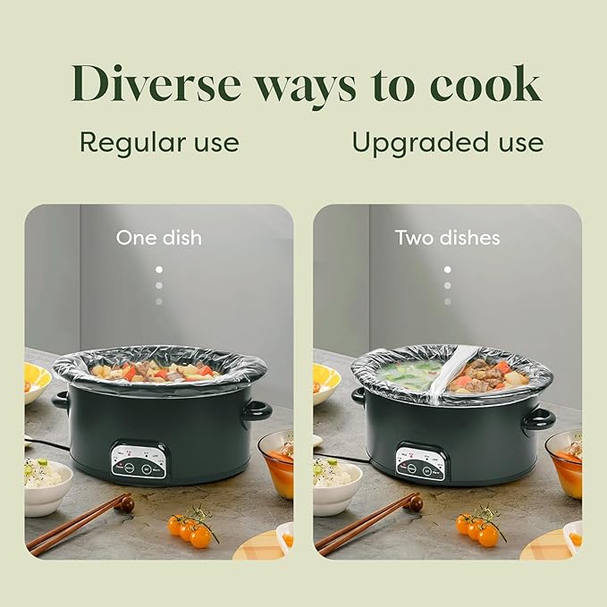 Slow Cooker Liners, Disposable Oval Large Size 13" x 21", 60 Count, Fits 3-8 Quart Pot Cooking Bags for Easy Cleanup, Food Safe & Leak-Proof