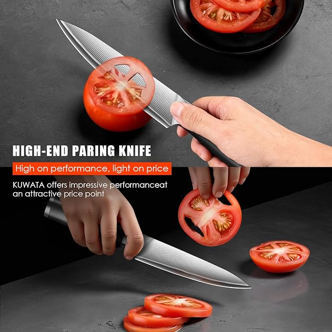 Kuwata Japanese Utility Knife, 5 inch Handcrafted VG10 Stainless Steel Paring Knife, Professional Japanese Kitchen Knives with Ergonomic Handle Grip and Gift Box
