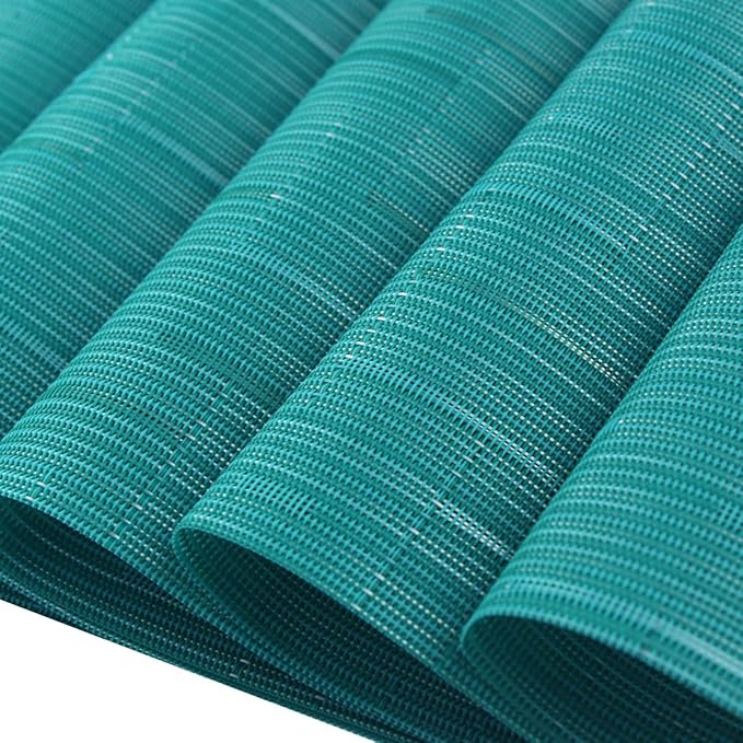 PIGCHCY Placemats Set of 8 Washable Durable Place Mats Vinyl Heat Resistant Non-Slip Table Mats Indoor Outdoor (Turquoise)