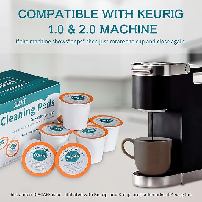 Fit for Keurig Cleaning Pods 10 Pack Descaler for Keurig Coffee Machines 1.0 & 2.0, K cup Cleaning Pods, K cup Cleaner Descaler Coffee Stain Remover