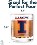 Greenline Goods – University of Illinois Fighting Illini College Whiskey Glasses (Set of 2), 10 oz – Full-Color Logo + Campus Map
