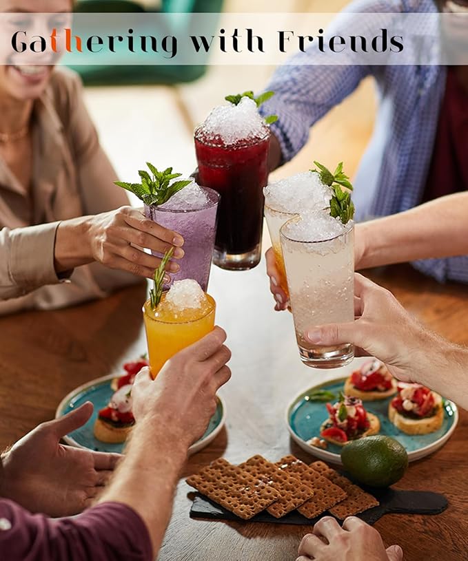 Drinking Water Glasses Set of 6, 16oz Highball Glasses, Lead-Free Crystal Glassware with Unique Wide Mouth, Thoughtful Gifts for House Warming, Birthdays, Everyday Life