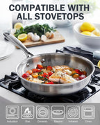 Cooks Standard Frying Pan Stainless Steel, 12-Inch Multi-Ply Clad wok Stir Fry Pan Kitchen Skillet, Silver