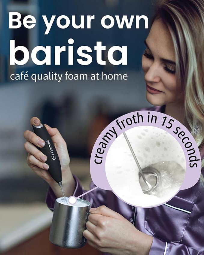 Elementi Drink Mixer Handheld - Electric Drink Stirrer for Powder Drinks - Protein Powder Mixer Wand & Frother - Hand Frother with Stand (Mint Green)