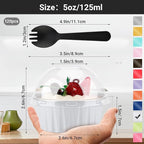 EUSOAR Mini Cheesecake Pans and Disposable Sporks, 120pcs 5oz Creme Brulee Ramekins Disposable, Foil Muffin Cupcake Liners Ramekins Baking Cups with Lids for Party Wedding Birthday Picnic Gathering