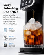 Hot & Iced Coffee Maker with Bold Setting, Single Serve Coffee Maker for K Cup and Grounds, 6-14 Oz Brew Sizes, 50 Oz Removable Water Tank, One Cup Coffee Machine with Reusable Filter, Black