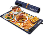 Food Warming Mat for Buffet,5s Full Surface Heating,Electric Warming Tray with 3m Power Cord,Roll Up Warming mat for Food,6 Level Adjustable TEM&6H Timer,Auto-Off Timer Food Warmer mat,Everyday Use