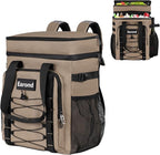 25L Insulated Cooler Backpack with Waterproof Zipper & Multi-Compartment Design Leakproof Lunch Bag for Beach, Camping, Office - Spacious Thermal Light-Weight Backpack for Men and Women-Khaki