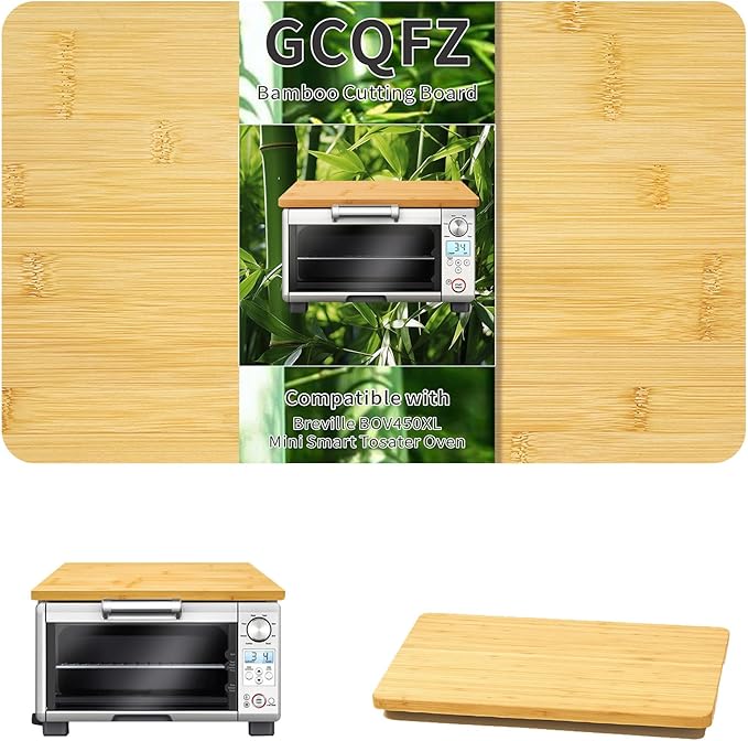 Bamboo Cutting Board for Breville BOV450XL Mini Smart Toaster Oven, 15.2"L x 9.5"W x 1.2"Th Toaster Oven Accessories With Heat-Resistant Non-Skid Rubber Bumper, 100% Natural Organic Bamboo