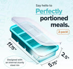 Souper Cubes 1 Cup Silicone Soup Freezer Molds with Lids - Soup Cubes with Steel Reinforced Rim - Perfect for Freezing Broth, Rice, Individual Portions, Meal Prepping and More - Aqua - 2-Pack
