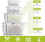LUXEAR 4 Pack Fruit Vegetable Containers for Fridge, Produce Saver Container with Lids &Removable Colander BPA-free Refrigerator Storage Organizer for Fruit Vegetable, Berry, Meat keep Fresh Longer