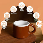 INGOFIN Ceramic Espresso Cups Set of 4, 2 oz Mini Espresso Mugs with Handle, Small Demitasse Coffee Cups, Vintage Accessories, Microwave Safe Shot Cup Suit for Coffee Bar