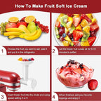 Ice Cream Maker Attachment for KitchenAid Stand Mixers, Dairy Free Frozen Fruit Soft Serve Ice Cream Machine Compatible with KitchenAid and Cuisinart, for Making Yogurt/Natural Desserts/Gelato