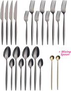 20 Piece Luxury Silverware Set for 4 Black Mirror-Polished 18/10 Stainless Steel Heavy Flatware Set Modern Cutlery Set Knife/Fork/Spoon with Gifts for Home & Restaurant