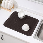 Silicone Dish Drying Mat for Multiple Usage,Easy clean,Eco-friendly,Heat-resistant Silicone Mat for Kitchen Counter or Sink,Refrigerator or Drawer Liner Coffee 2XL 24 inches x 18 inches