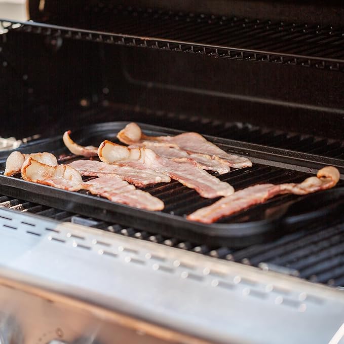 2 in 1 Reversible Cast Iron Griddle for Gas Grill, Flat Top Grill Pan for Gas Stove, Pre-Seasoned Oven Top pan,Upgrade Double Burner Griddle for Indoor & Outdoor Cooking Accessories, 17" X 10"