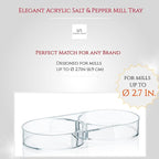 Salt and Pepper Mill Tray - Acrylic Transparent Mill Rest by urban noon - Grinders up to 2.7 inches in diameter