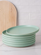 famiware Milkyway Dinner Plates, 10.24 inch Plates for 6, Stoneware Dessert Plates Dish Set for Kitchen, Reactive Glaze Plate Set, Microwave and Dishwasher Safe, Light Green