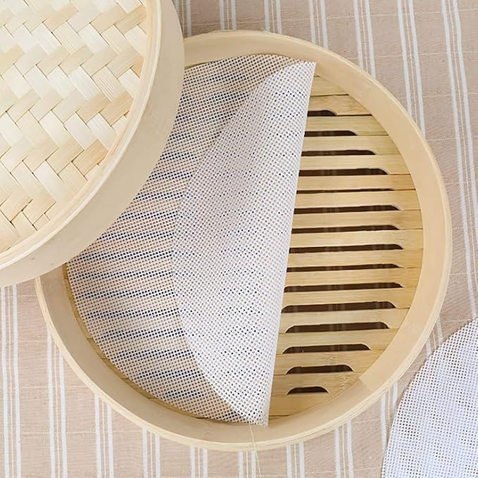 LadayPoa 10Pcs 11 inch Reusable Round Silicone Steamer Liners Non-stick Silicone Steamer Mesh Mat Pad Dim Sum Mesh for Home Kitchen or Restaurant