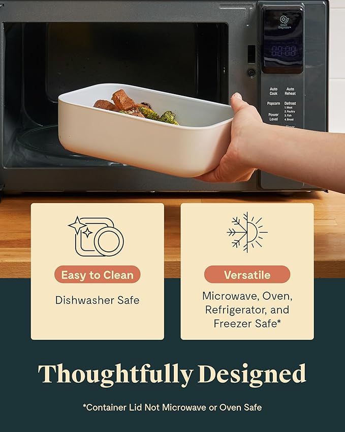 Caraway 3pc Glass Food Storage Set – 10 Cup, 6.6 Cup, & 4.4 Cup Food Containers - Ceramic Coated - Non Toxic Non Stick Lunch Box with Glass Lids - Dishwasher, Oven, & Microwave Safe - Mist