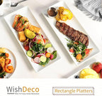 Serving Platters Set of 3, Large Serving Trays 14 inch, White Serving Plates, Ceramic Rectangle Plate, Long Platter for Cake, Sushi, Steak, Dessert, Buffet