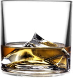 LIITON Mount Everest Heavy Crystal Whiskey Glasses Gift Set of 2, Thick Freezable Bourbon Glass 1lb Each, Premium Whiskey Gifts for Men, Frozen Crystal Chills Cocktails, 10 oz