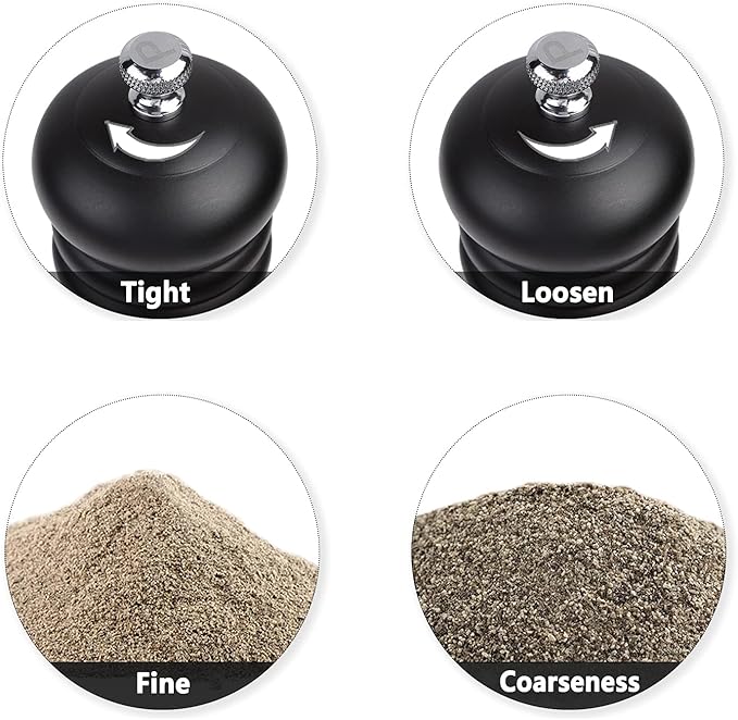 Pepper Mill Black 12 Inch Tall Large Pepper Grinder Mill Wood Refillable Stainless Steel Metal Mechanism Adjustable Coarseness