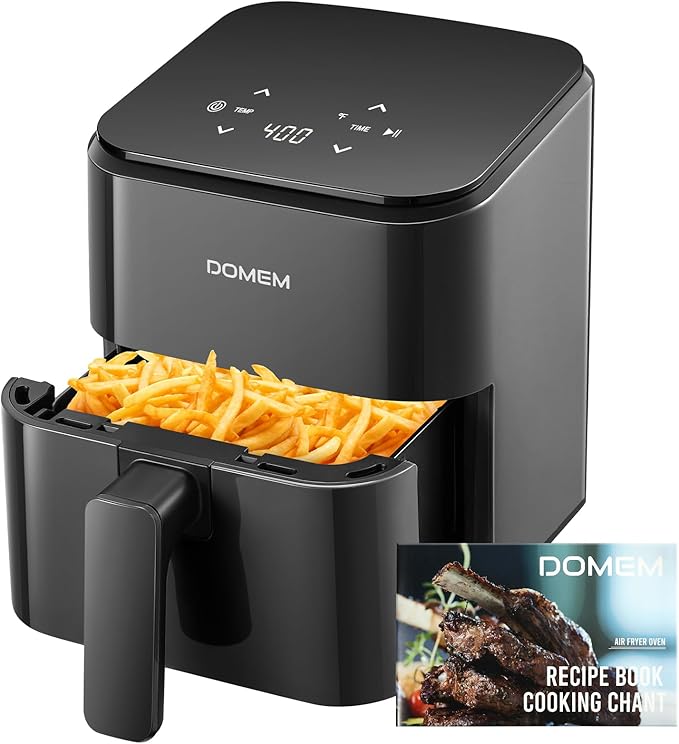 3 Qt Compact Air Fryer with Non-Stick Basket and Rack, User Friendly Simple Touchscreen, Cook in Simple Steps, Low-Oil Cooking Small Air Fryer, Space Saving Cooker