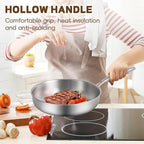 GOLDEN KEY 10 inch Tri-Ply Stainless Steel Pan,Stainless Steel Skillet with Lid,Frying Pan with Lid Compatible with All Cooktops Up to 600,Dishwasher Safe