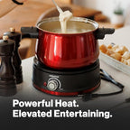 Swissmar Arolla 10 Pieces Stainless Steel Electric Fondue Set - Perfect Fondue Pot Electric Set for Cheese, Chocolate, Oil, Broth & More - Gift Ideas for Wedding, House Warming, Red, 2.1 Qt / 2L