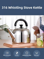 Whistling Stovetop Tea Kettle,Food Grade 316 Stainless Steel,Hot Water Fast to Boil,Stovetop Kettle with Ergonomic Handle,3.1 Quart Capacity